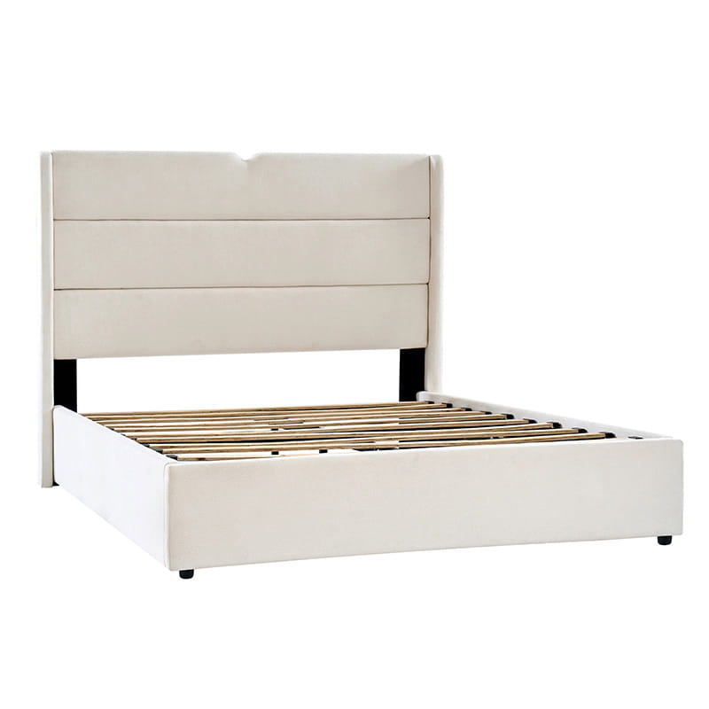 Rudolph Lift Up Storage Upholstered Platform Bed Frame with Hydraulic System - Queen Size Bed with Underbed Storage for Small Spaces, Bedroom Furniture for Modern Homes