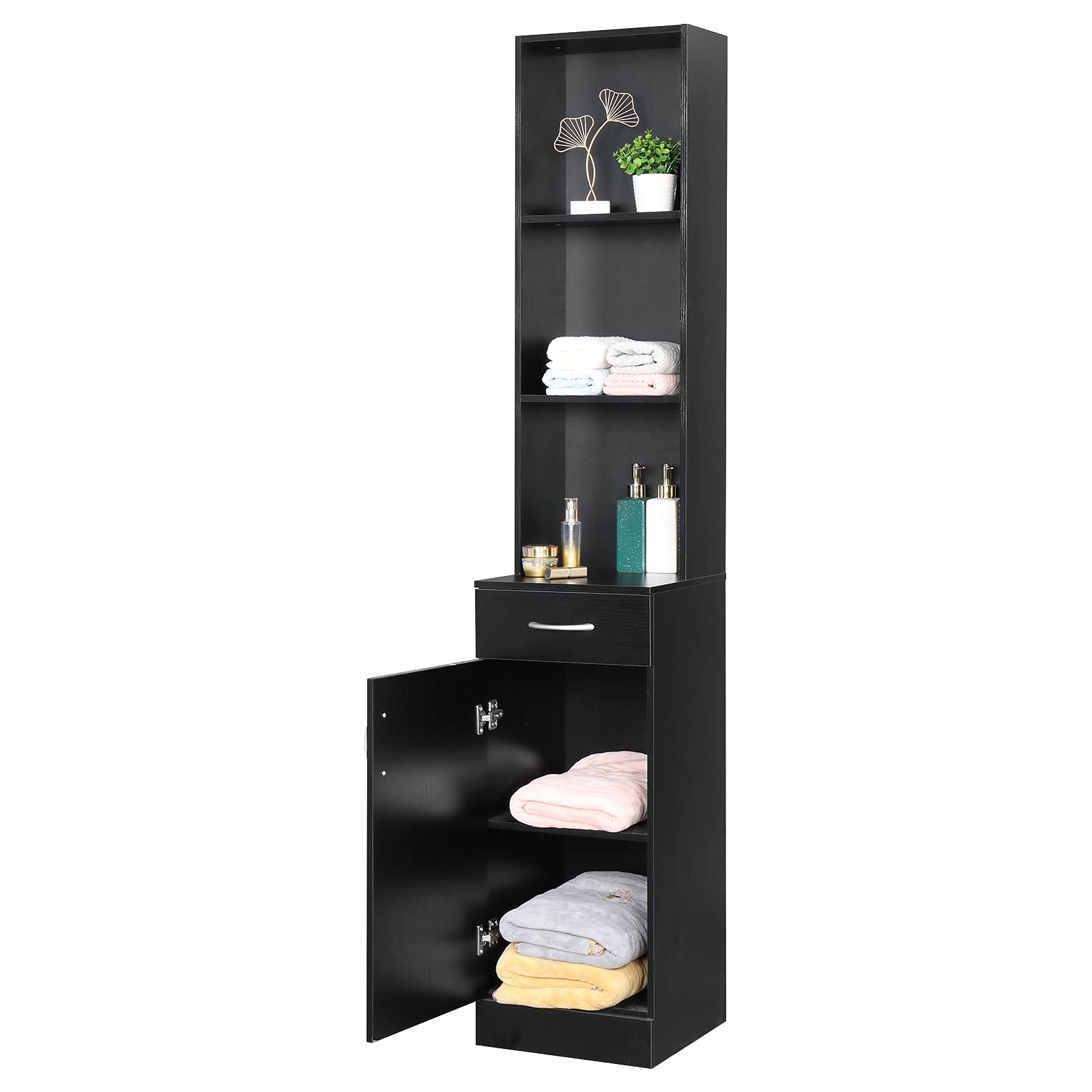 Waterproof Wooden Bathroom Storage Cabinet with 1 Drawer & Single Door - Freestanding Salon Station Floor Cabinet for Bathroom, Living Room & Bedroom Organization - Perfect for Small Space Storage & Salon Equipment Organization