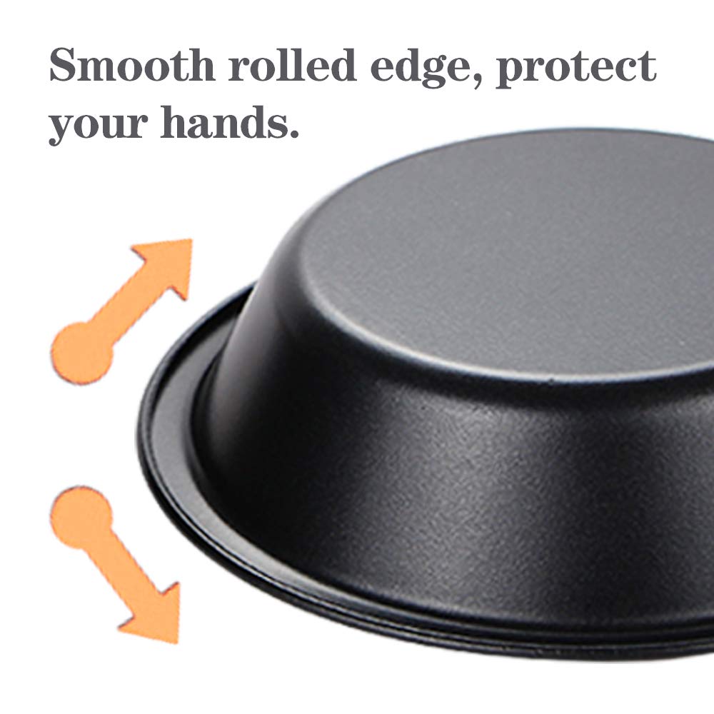 Webake Mini Pie Pans 5 Inch - 4 Pack Nonstick Round Baking Tins for Pies, Bread & Meat | Oven & Instant Pot Safe | Perfect for Holiday Baking, Meal Prep & Party Desserts - Black