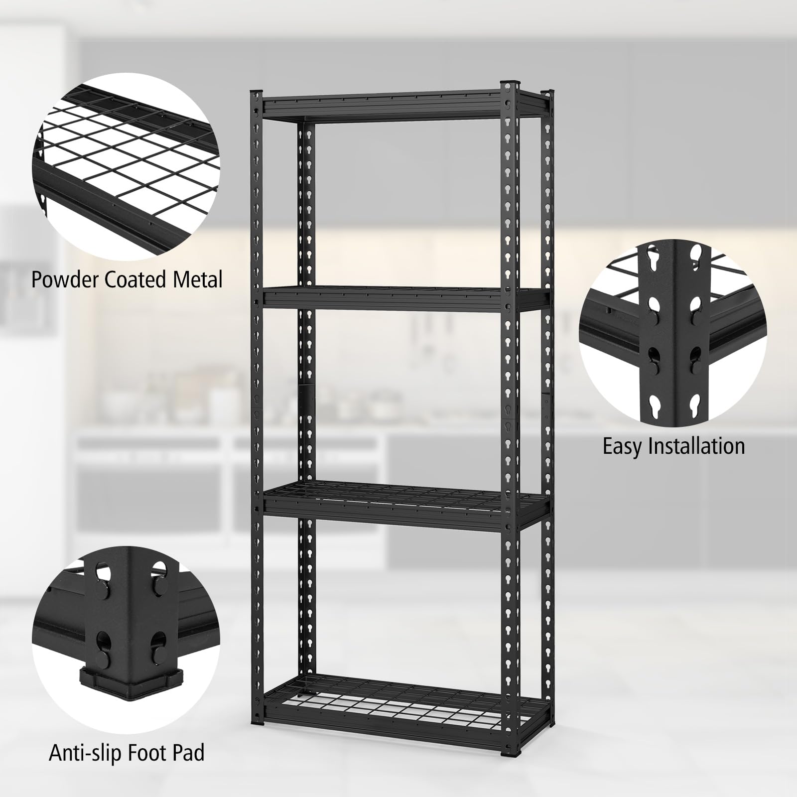Goplus 4-Tier Heavy Duty Metal Shelving Unit - Adjustable Wire Storage Rack with Anti-Slip Foot Pads, 12