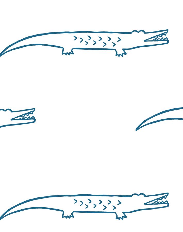Crocodile Pattern Wallpaper by Tea Collection in Cadet Blue - Perfect for Nursery, Kids' Room & Home Decor