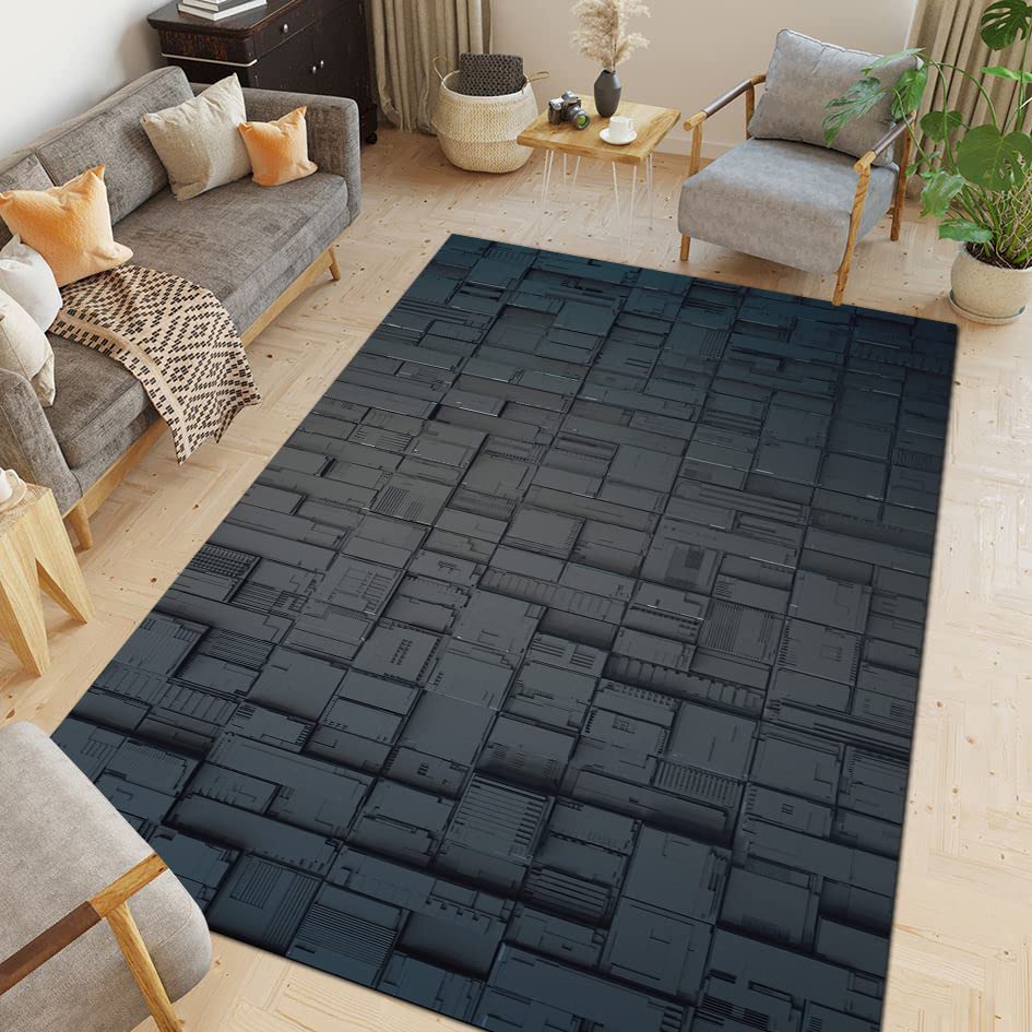 Vortex Illusion Geometric Rug - Colorful 3D Digital Art Black Area Rug for Living Room - Modern Home Decor Carpet (31”x55”/80x140cm) - Perfect for Contemporary Spaces & Office Decor