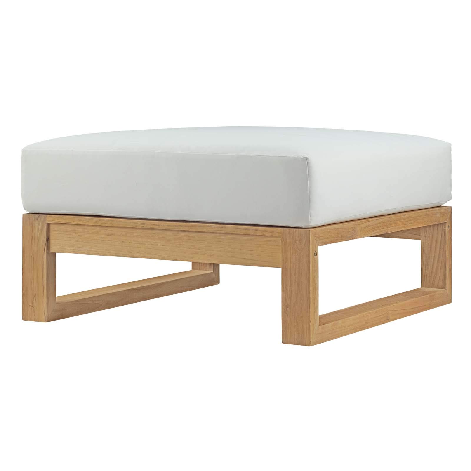 Modern Contemporary Outdoor Patio Balcony Lounge Chair Set with Sofa & Table - White Natural Wood - Perfect for Garden, Poolside & Backyard Relaxation