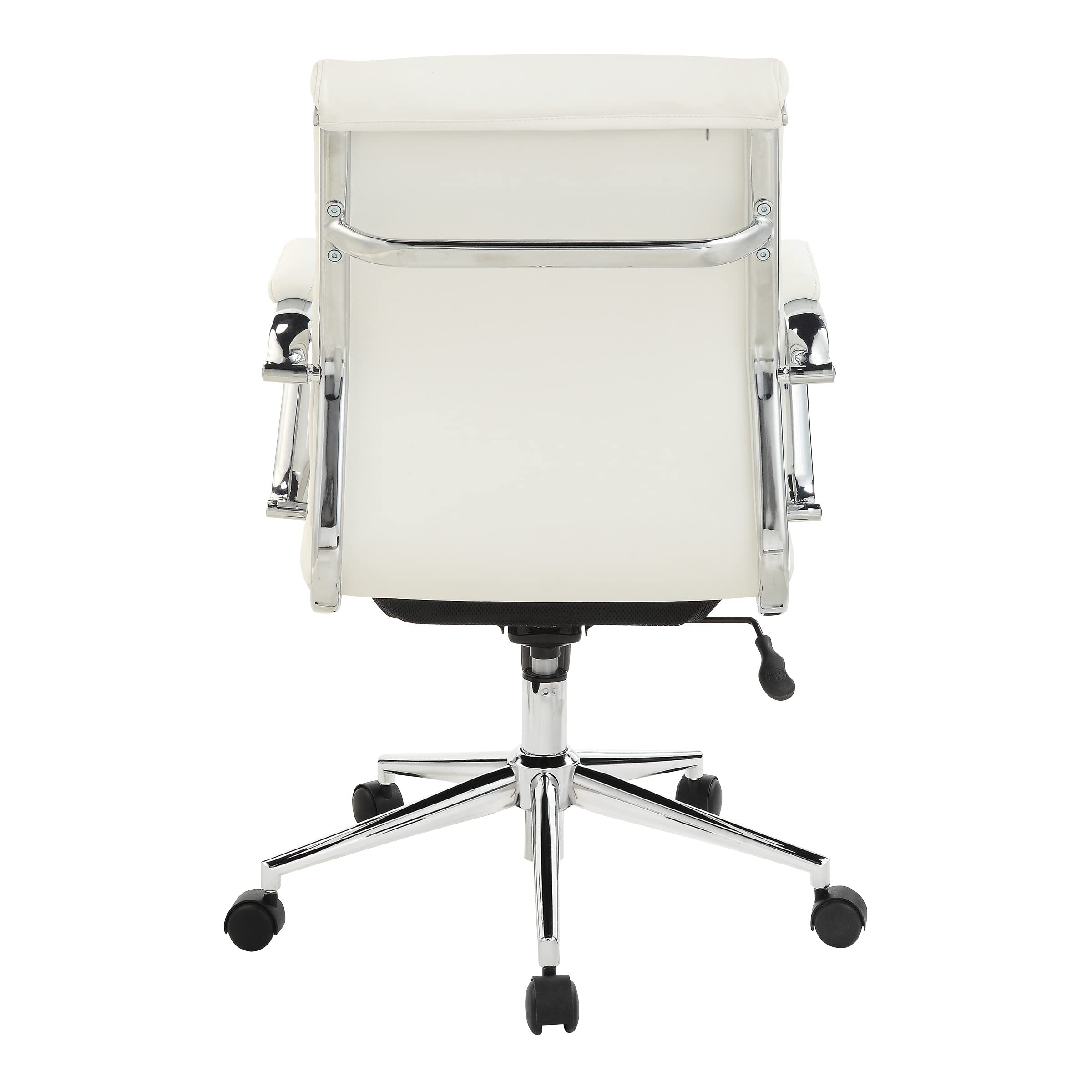 Office Star Antimicrobial Adjustable Mid-Back Office Chair with Chrome Base - Dillon Snow Fabric - Ergonomic Manager's Chair for Home & Office Workspace