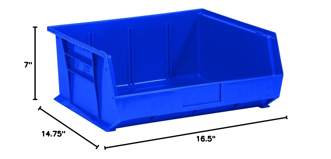 Aviditi 6-Pack Blue Plastic Stackable & Hangable Storage Bins - 14.75
