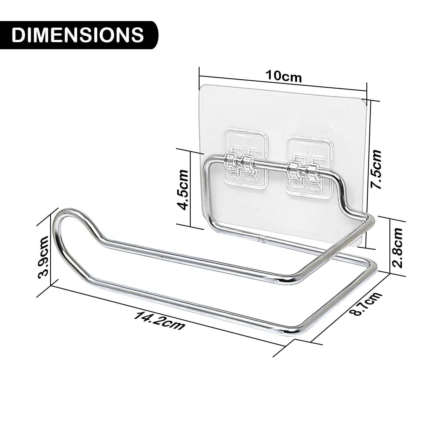Stickzy 1PC Small Stainless Steel Self-Adhesive Toilet Paper Holder - No Drill Bathroom & Kitchen Towel Roll Hanger - Space Saving Storage Rack for Tissue, Paper Towels (Perfect for Apartments, RVs, Dorms)