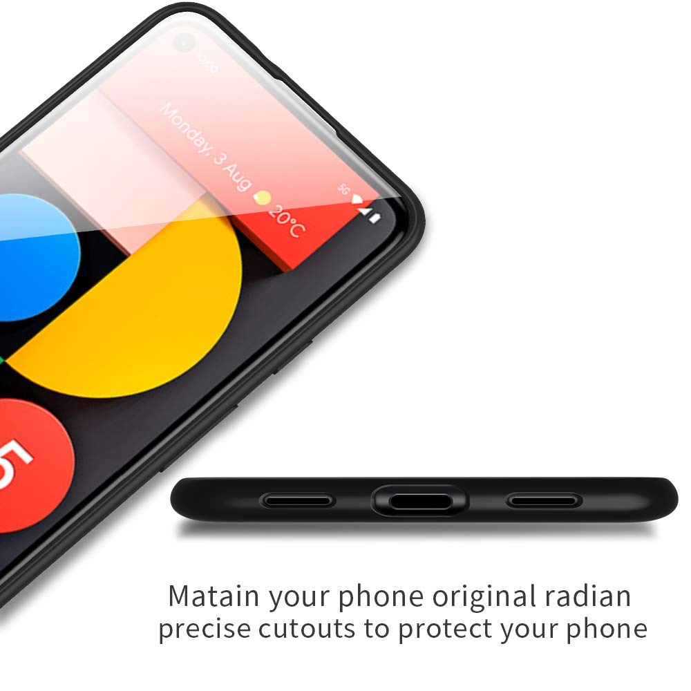 Google Pixel 5 5G Case Slim Fit Soft Flexible TPU Guardian Series Matte Finish Ultra-Thin Light Coating Grip Full Protective Cell Phone Back Cover for Google Pixel 5 5G - Black, Perfect for Everyday Use and Travel