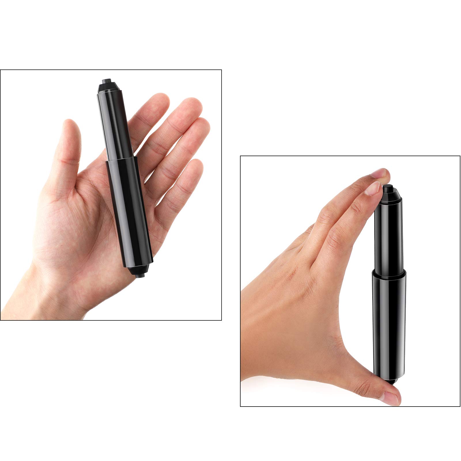 Shappy 4-Piece Plastic Spring Loaded Toilet Paper Roller Holder Replacement - Black Bathroom Tissue Dispenser Insert for Home, Office & RV Use