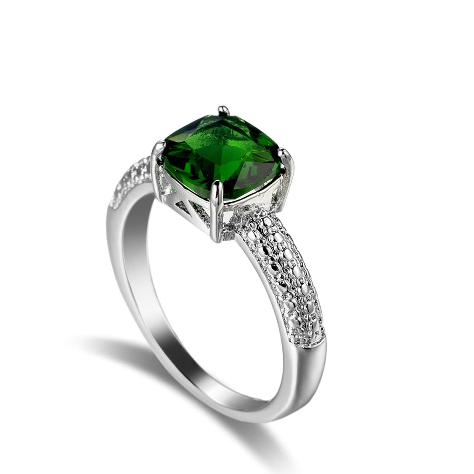 Hoisy Women's Crystal Rings - Elegant Silver Plated Classic Simple Rings for Everyday Wear & Special Occasions
