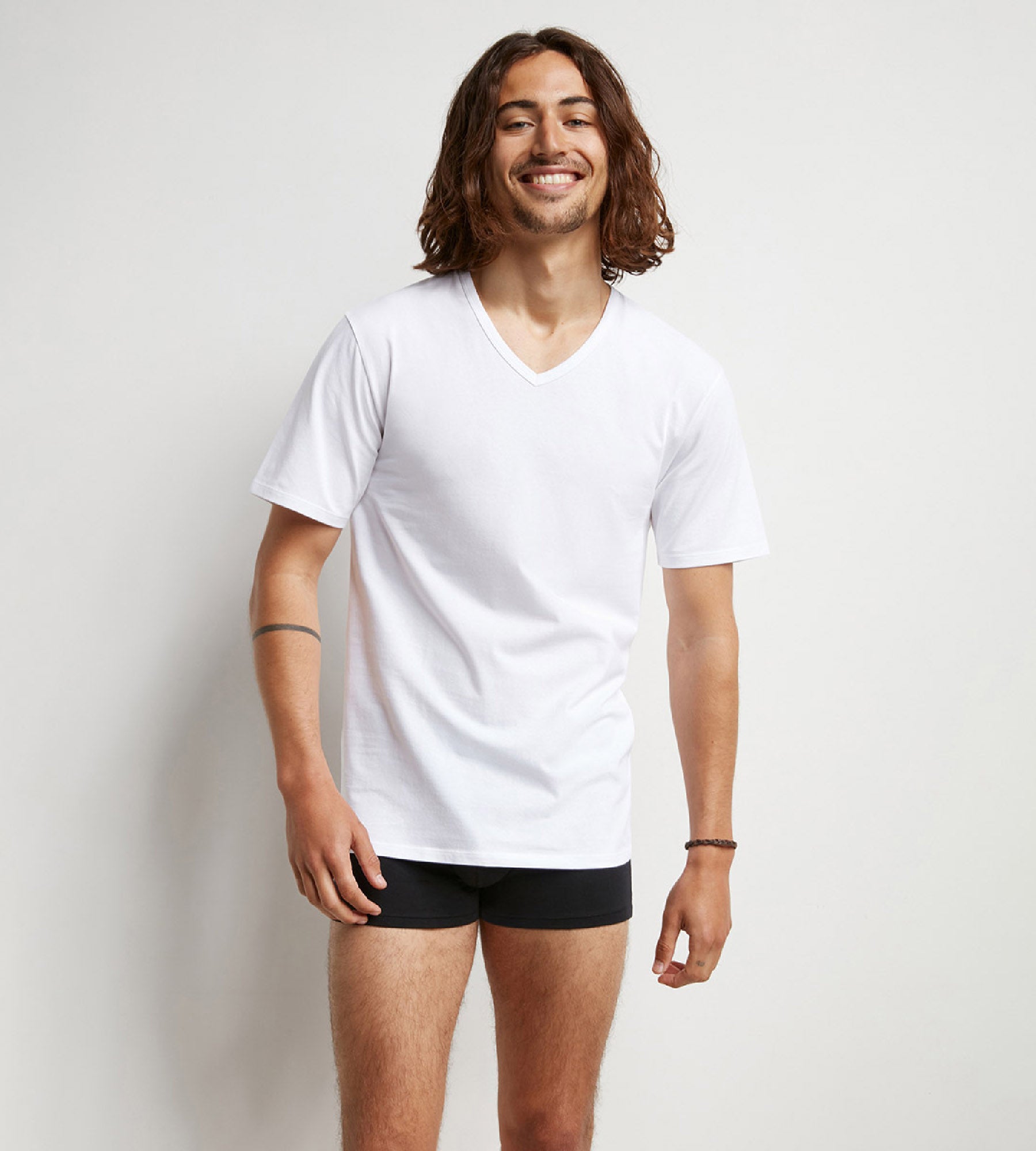 2 Pack Men's Thermal Regulating Cotton White V-Neck T-Shirts - Moisture Wicking, Breathable for Workout, Running & Outdoor Activities