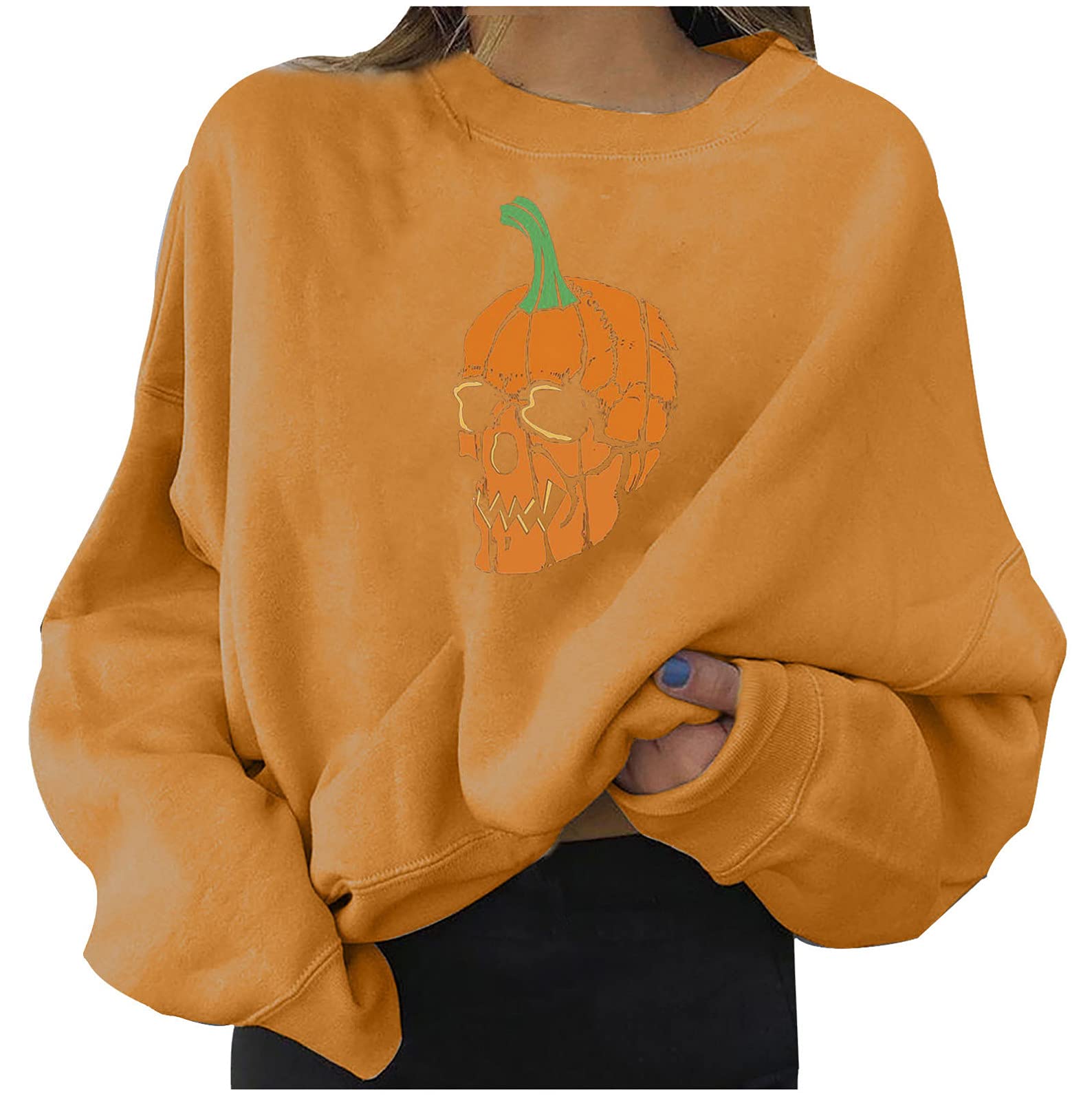 Women's Bloody Teeth Print T-Shirt - O-Neck Long Sleeve Halloween Blouse, Stylish Loose Sweatshirt for Costume Parties & Spooky Outfits