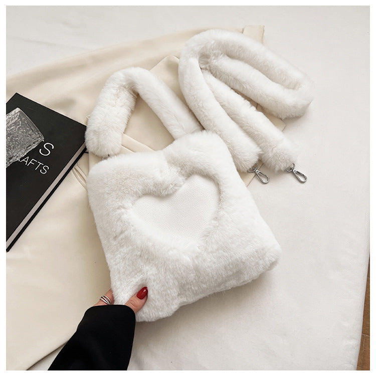 Cozy Winter Plush Shoulder Bags for Women - Soft Faux Fur Handbags for Daily Use, Work, and Evening Out