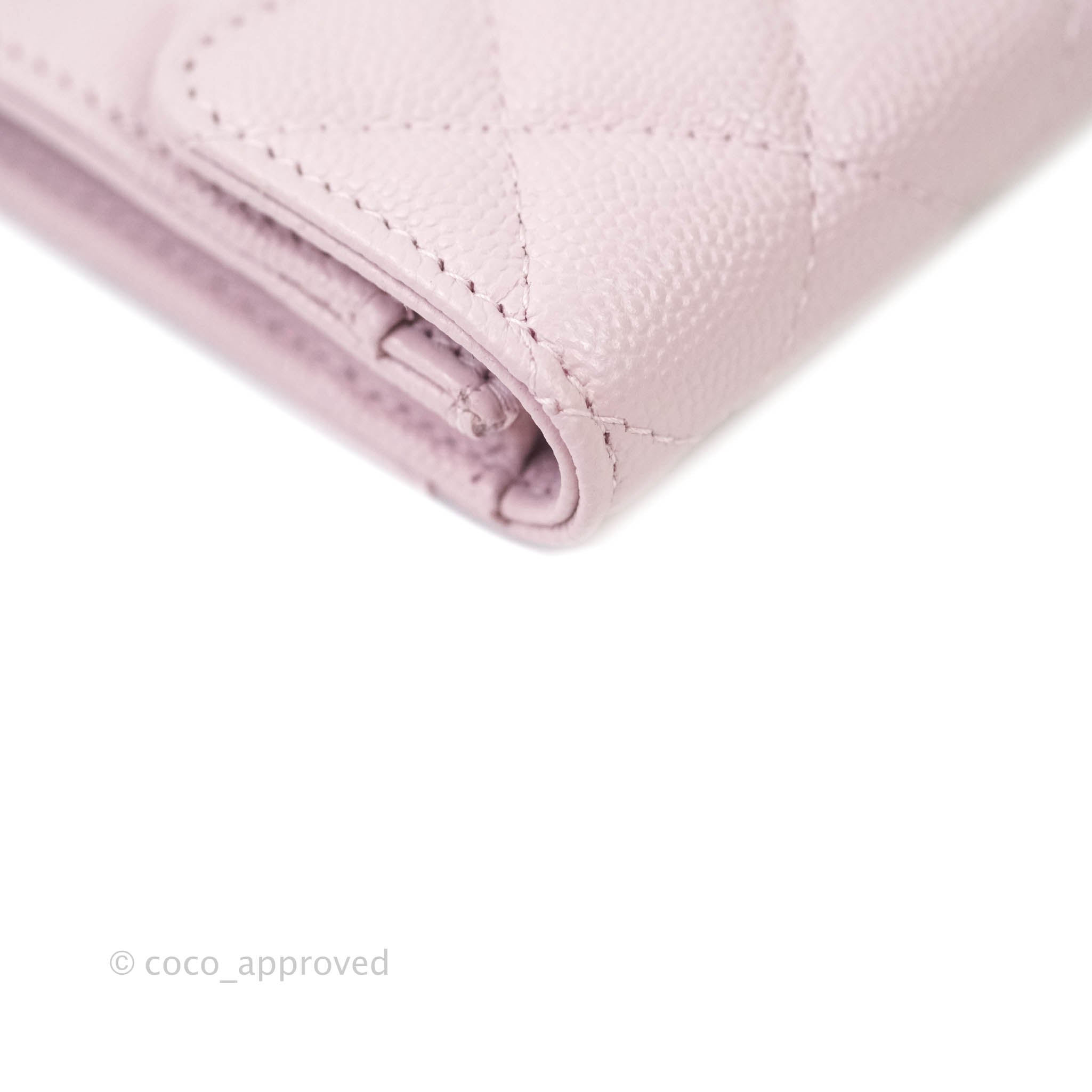 Chanel Caviar Quilted Flap Card Wallet in Lilac Rose Clair with Gold Hardware | 21S Collection | Perfect for Everyday Use & Luxury Gift Giving