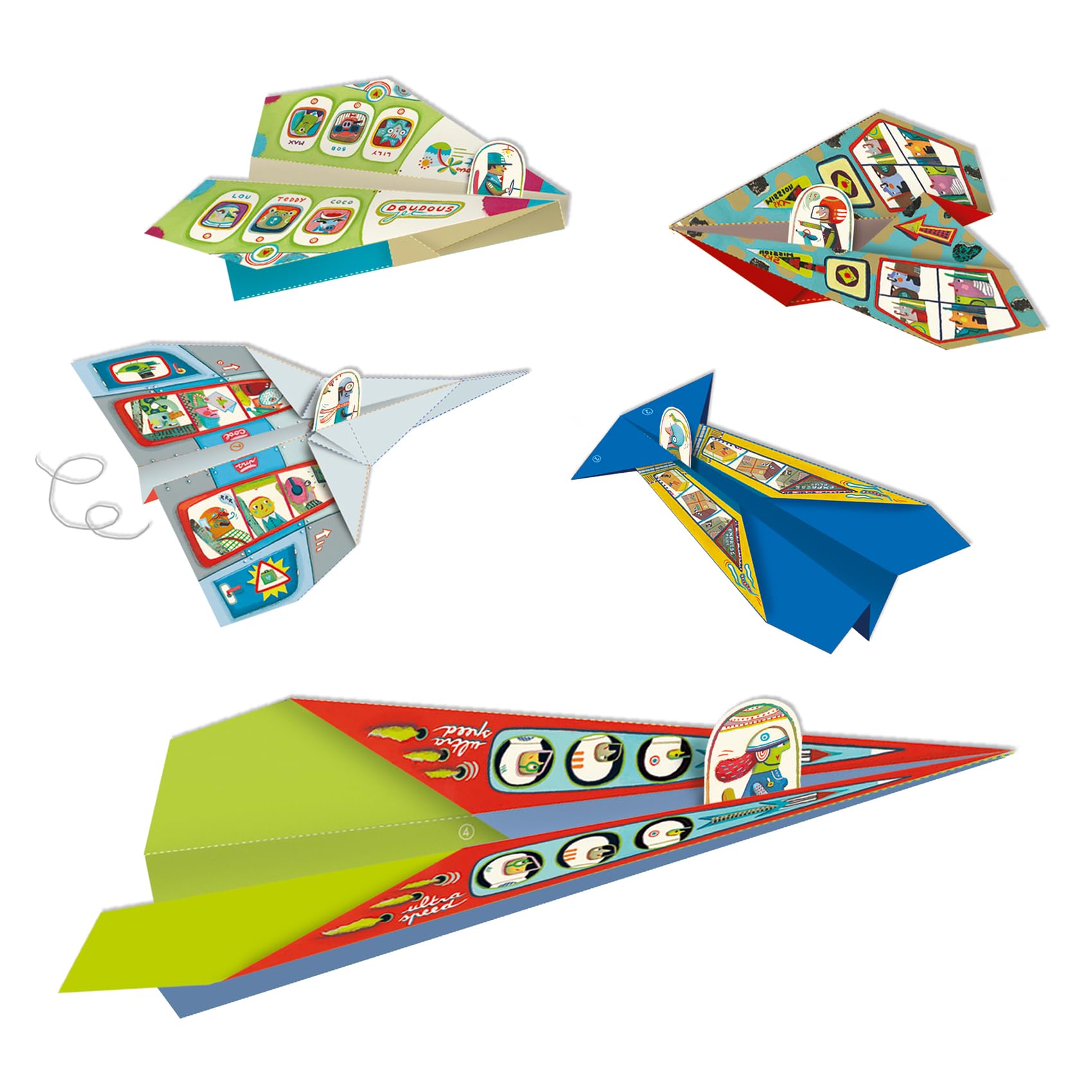 DJECO Planes Origami Paper Craft Kit – Level 3 for Kids & Adults | Creative DIY Airplane Folding Paper Art | Perfect for Classroom, Birthday Party & Family Crafting Activities