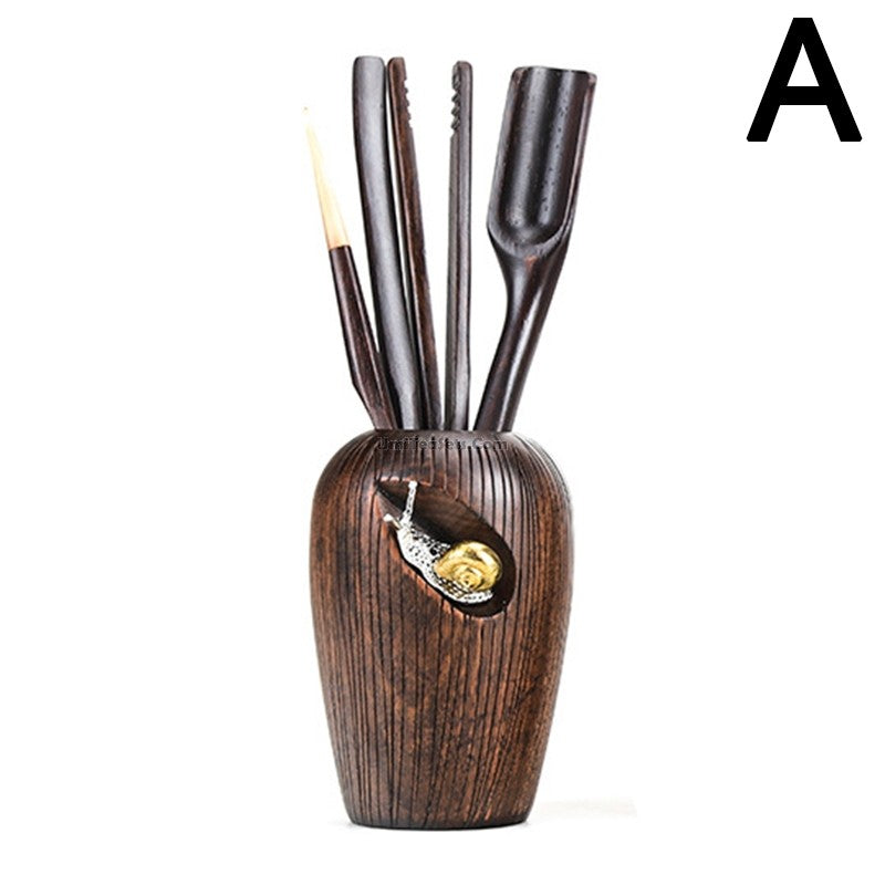 Premium Ebony Wood Japanese Tea Ceremony Set - Traditional Matcha Whisk, Scoop & Bowl for Authentic Tea Brewing at Home or Gifting