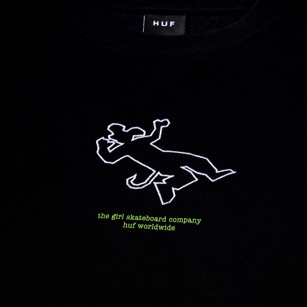 HUF x Crailtap Outline Crewneck Sweatshirt - Black | Men's Streetwear Pullover for Casual & Urban Style