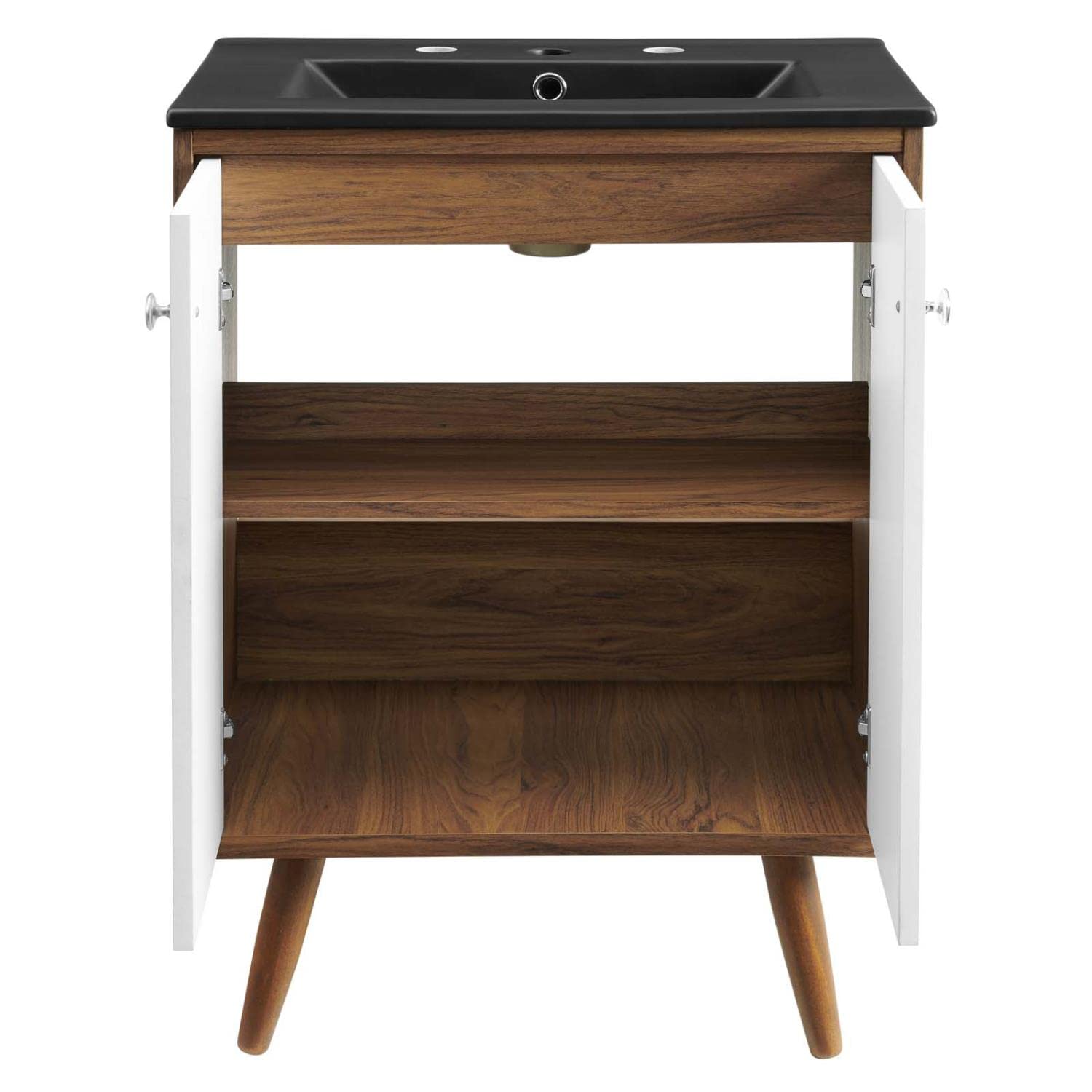 Modway Transmit 24 Inch Modern Bathroom Vanity with Sink - White & Black Finish for Small Bathrooms | Space-Saving Design Perfect for Apartments, Guest Baths & Powder Rooms