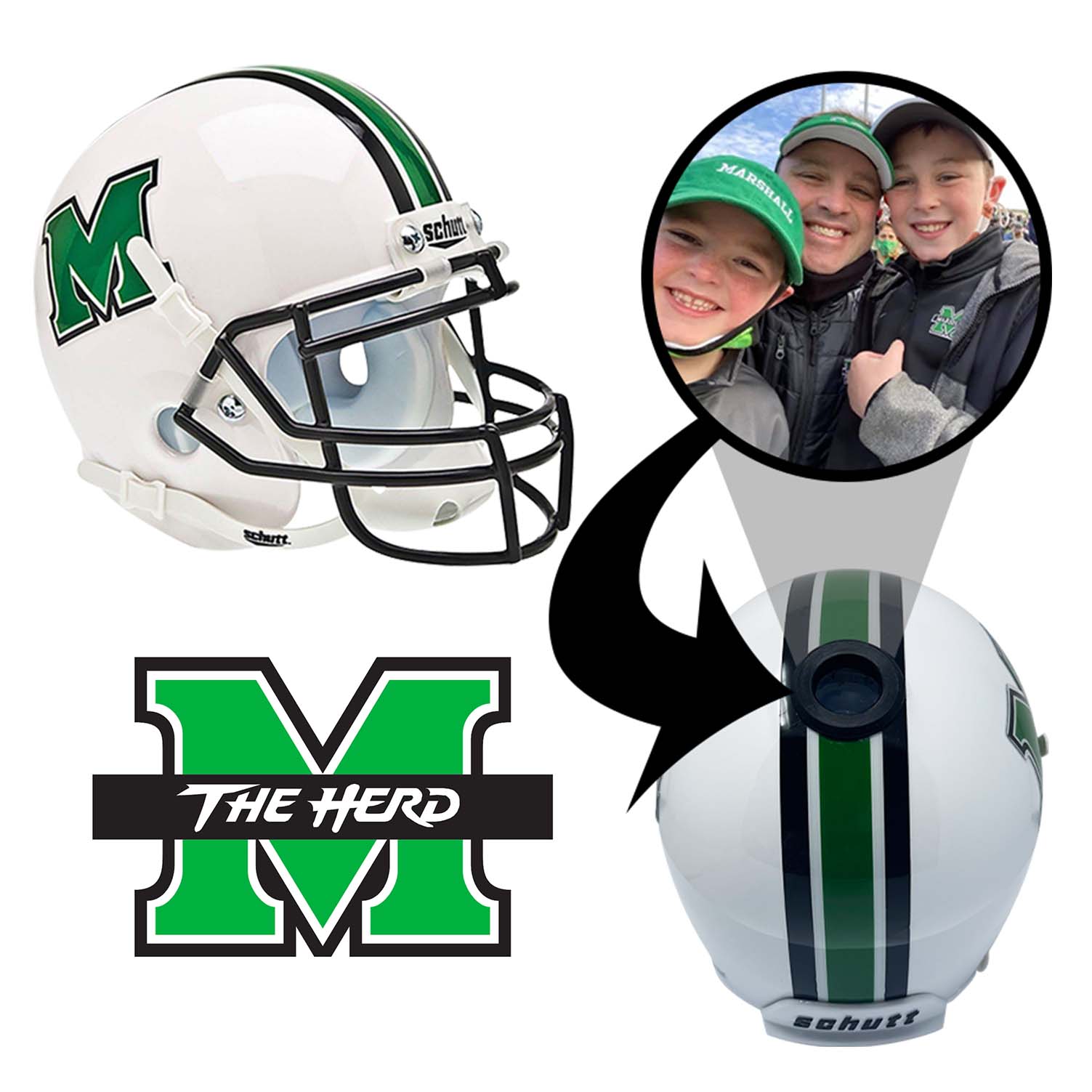 Marshall Thundering Herd College Football Collectible Mini Helmet - Authentic Replica with Display Stand - Perfect for Fans, Sports Memorabilia Collectors & Game Room Decor