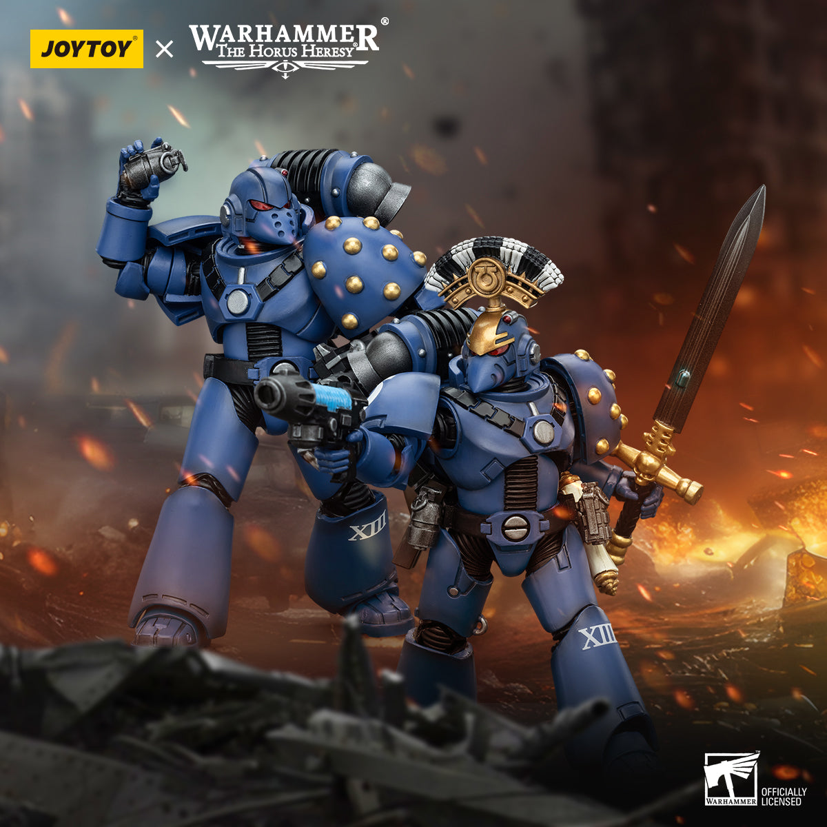 JOYTOY 1/18 Scale Warhammer 40K The Horus Heresy Ultramarines MKVI Tactical Squad Action Figures - Collectible Miniatures for Tabletop Gaming & Display