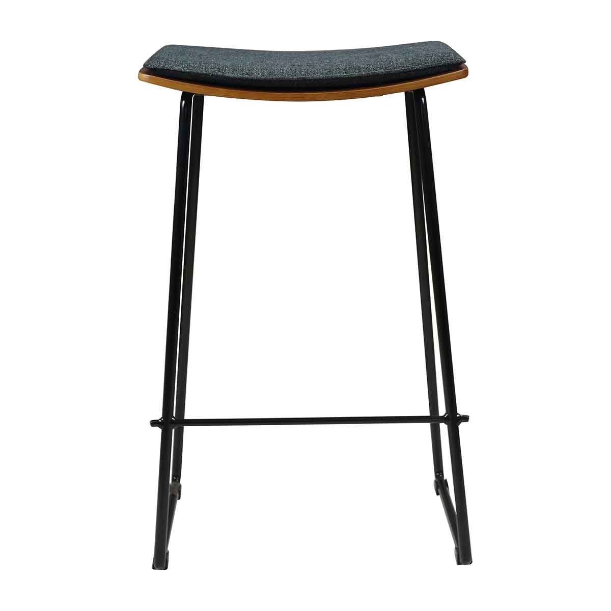 Hendrix Backless Bar Stool - Walnut Wood with Charcoal Fabric Upholstery - Modern Counter Height Stool for Kitchen Island, Breakfast Nook & Home Bar Decor