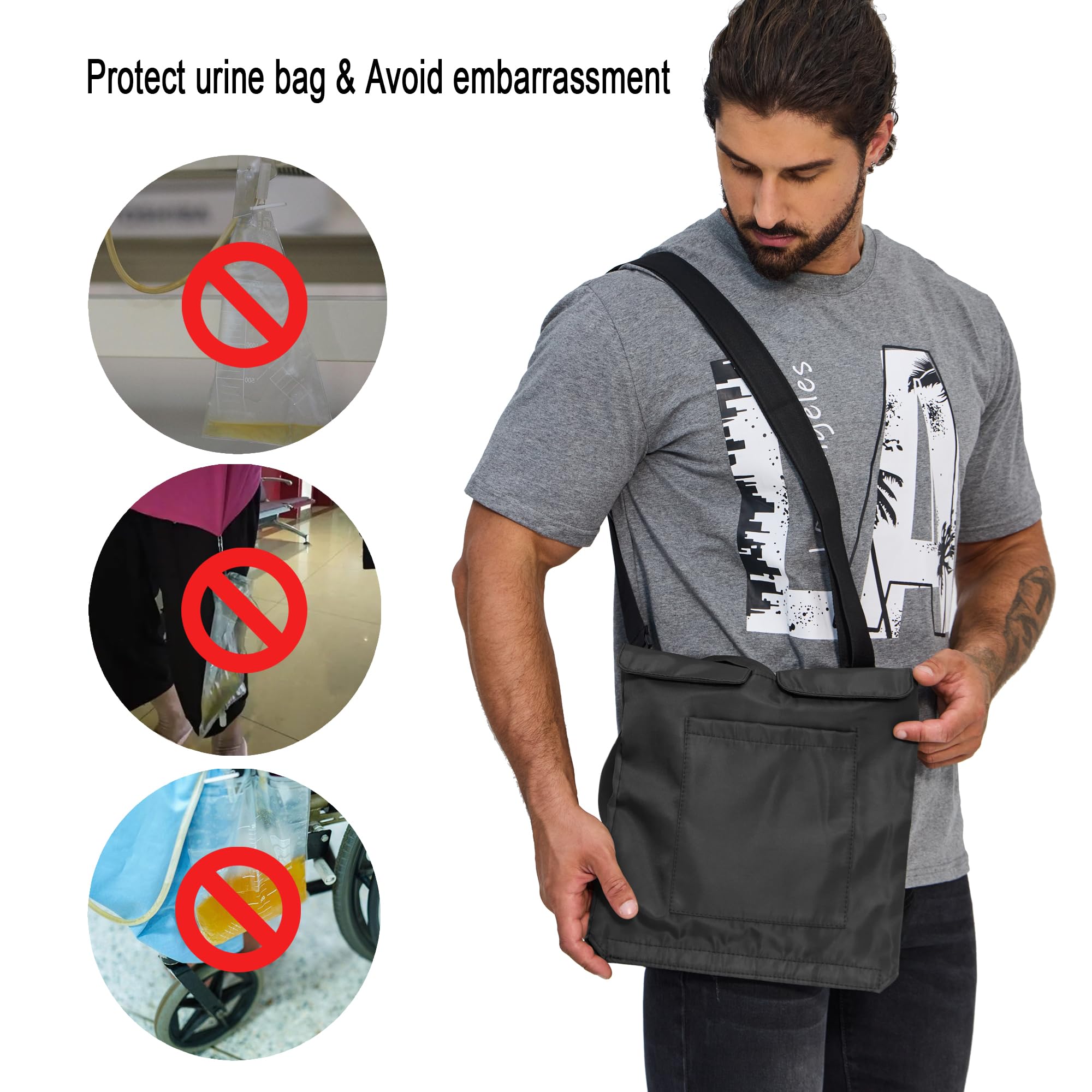 Adjustable Foley Catheter Cover & Urine Drainage Bag Holder - Discreet Abdominal Drain Concealment with Strap - Ideal for Post-Surgery, Hospital Use & Home Care