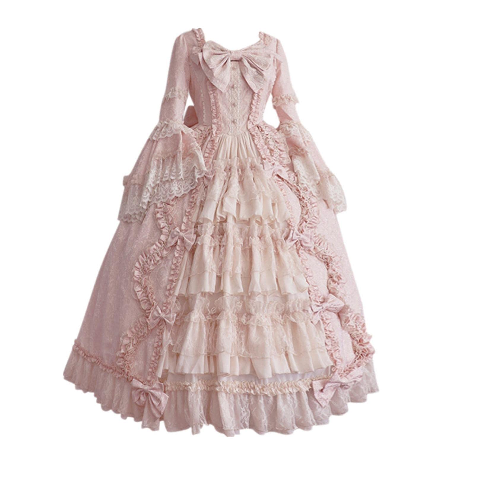 Vintage Lolita Dress for Teen Girls - Gothic Square Collar Costume with Lace Patchwork & Bow Details | Halloween Party, Cosplay, Tea Party, Birthday Celebration Dress