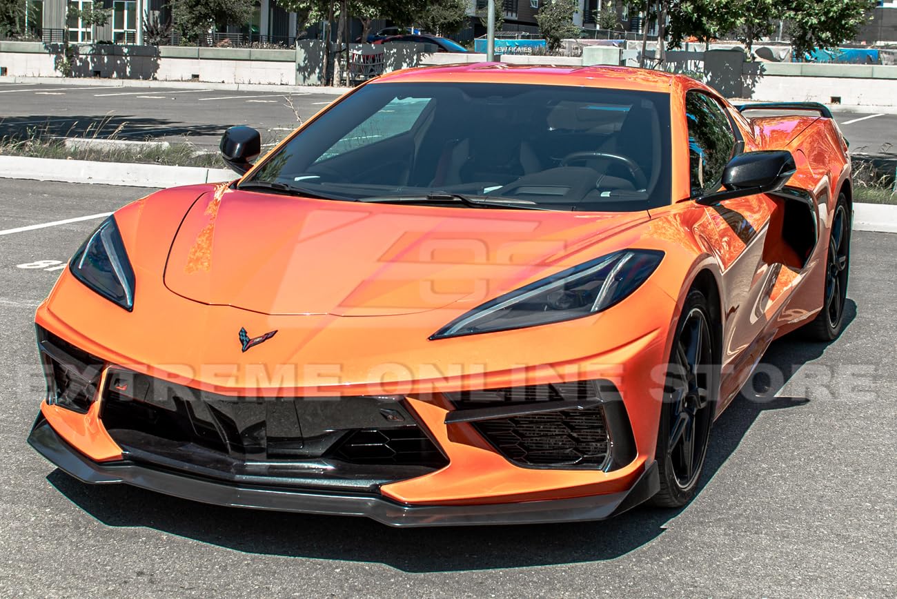 2020-2023 Chevrolet Corvette C8 Stingray & Z51 Front Bumper Lip Splitter - GM 5VM Style ABS Plastic Spoiler (Primer Black) | Perfect for Street Racing & Car Shows