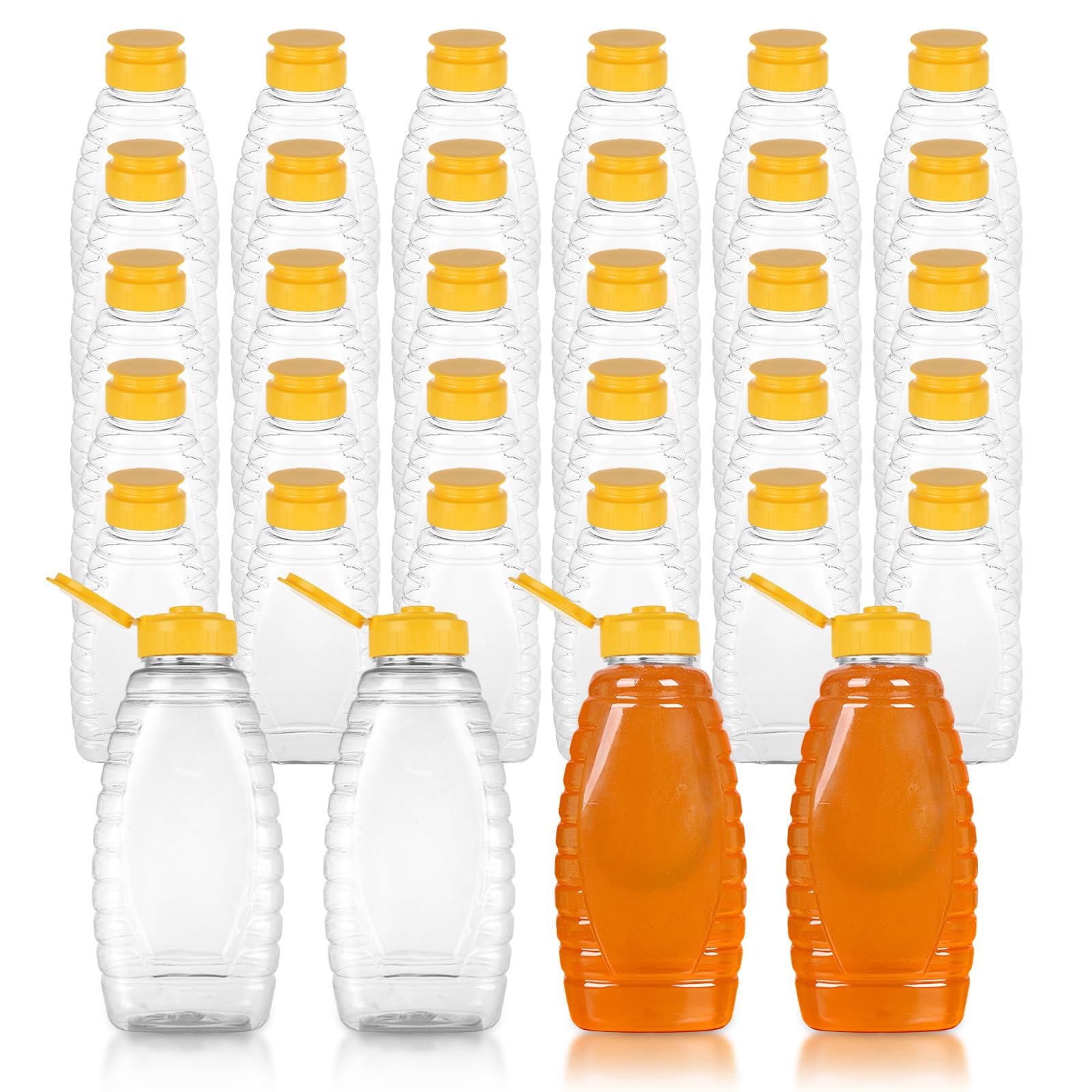30 Pcs 12Oz Clear Plastic Honey Bottles with Leak-Proof Flip Top Lids - Refillable Squeeze Containers for Fresh Honey Storage - Perfect for Home Kitchen, DIY Gifts & Farmers Market Sales