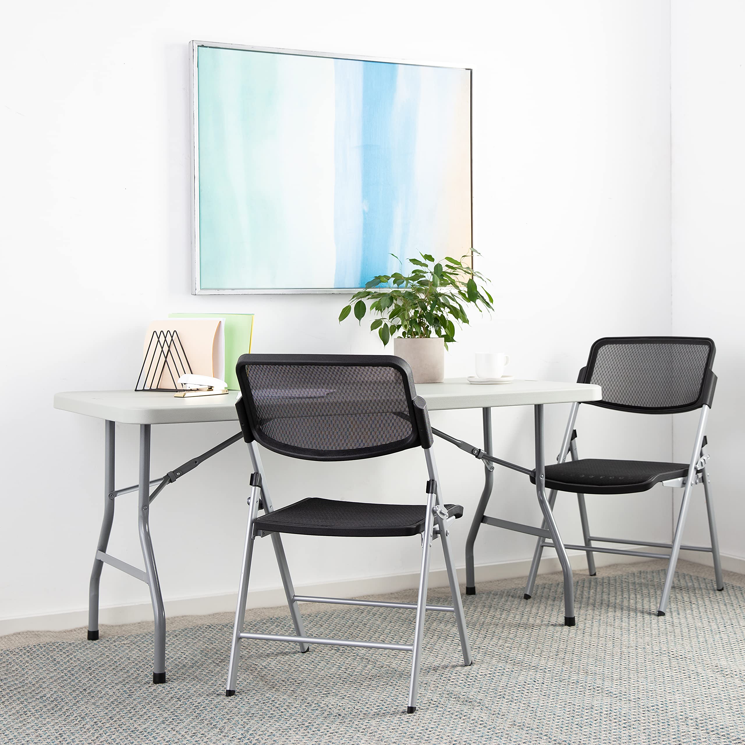 Office Star 5-Foot Light Gray Resin Folding Table - Durable Multipurpose Rectangle Table for Indoor & Outdoor Use | Perfect for Parties, Picnics, Camping & Home Office