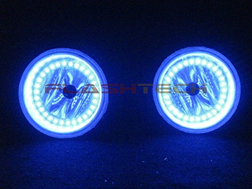 Flashtech LED RGB Multi-Color Halo Ring Fog Light Kit with Bluetooth RF Remote & App Control - Compatible with Dodge Challenger 2008-2013 | Customizable Lighting for Car Shows, Night Driving & Vehicle Styling