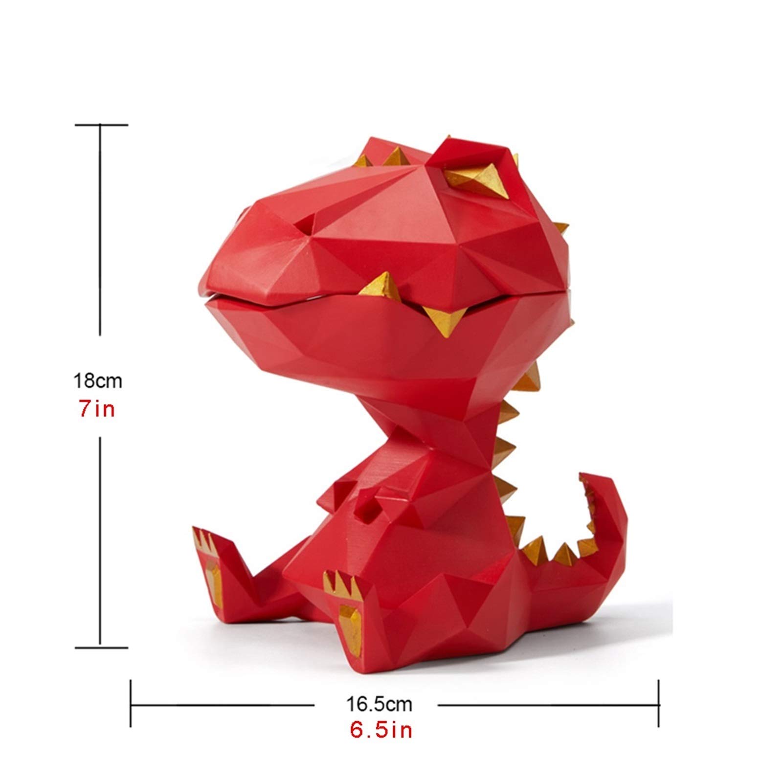 Dinosaur Key Bowl - Decorative Resin Jewelry Tray & Entryway Storage Box for Keys, Coins, Phone, Wallet - Modern Home Décor Animal Statue (Red) - Perfect for Entryway Organizer, Living Room Decor & Gift Idea