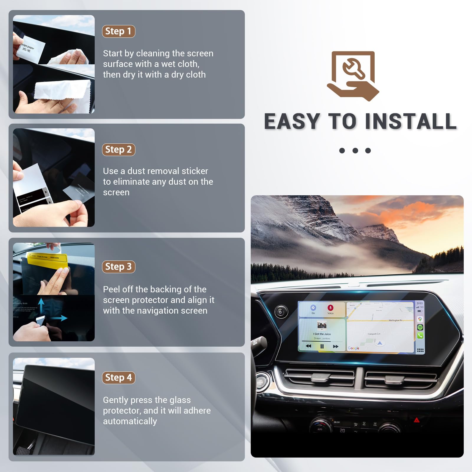 YEE PIN 2024-2025 Chevy Trax Screen Protector - HD Clear Tempered Glass for 8