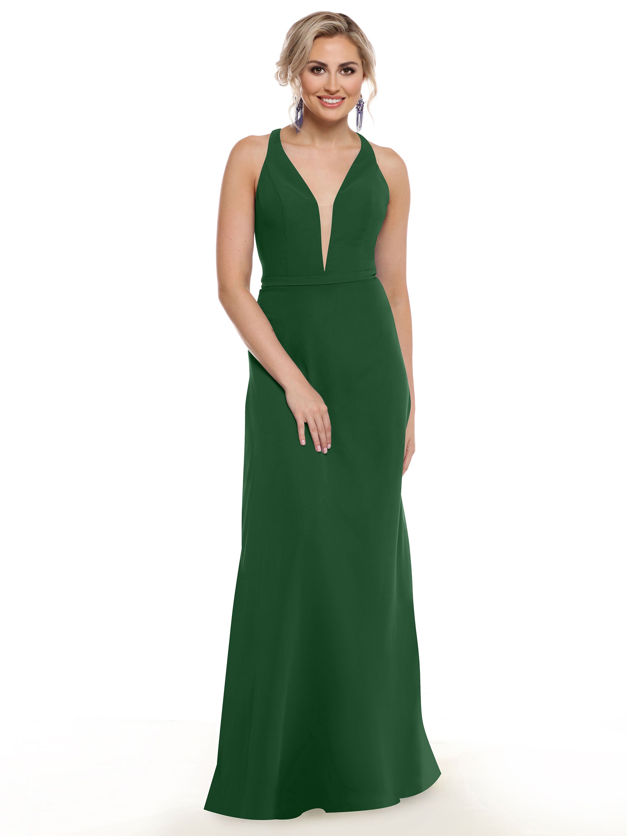 Elegant 80150 Chiffon A-Line Bridesmaid Dress with Plunging V-Neck & Intricate Back Detail - Perfect for Weddings, Formal Events & Special Occasions