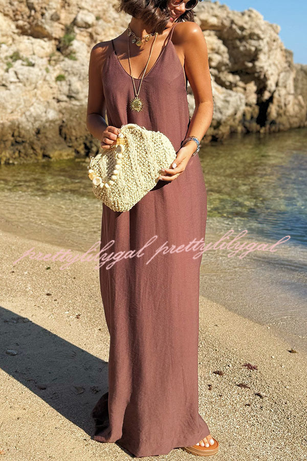 Sunny Beach Straps Beaded Backless Slit Maxi Dress - Boho Chic Summer Dress for Vacations, Weddings & Beach Parties