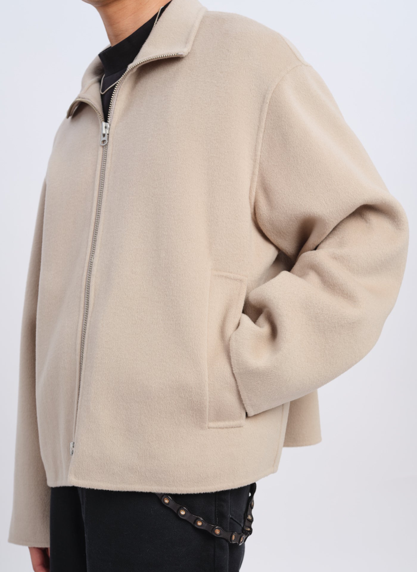 Premium W.R Wool Cashmere Stand Collar Jacket for Men - Warm Winter Coat for Business Casual & Outdoor Activities