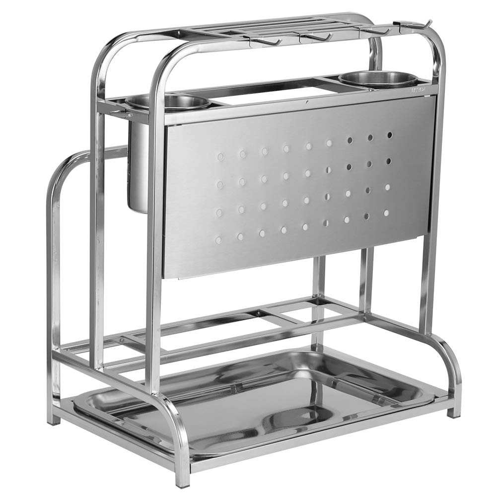 Premium 304 Stainless Steel Kitchen Utensil Organizer - Knife, Fork, Spoon, Chopstick & Cutting Board Holder | Space-Saving Countertop Storage Solution for Modern Kitchens | Perfect for Home Chefs & Small Space Organization