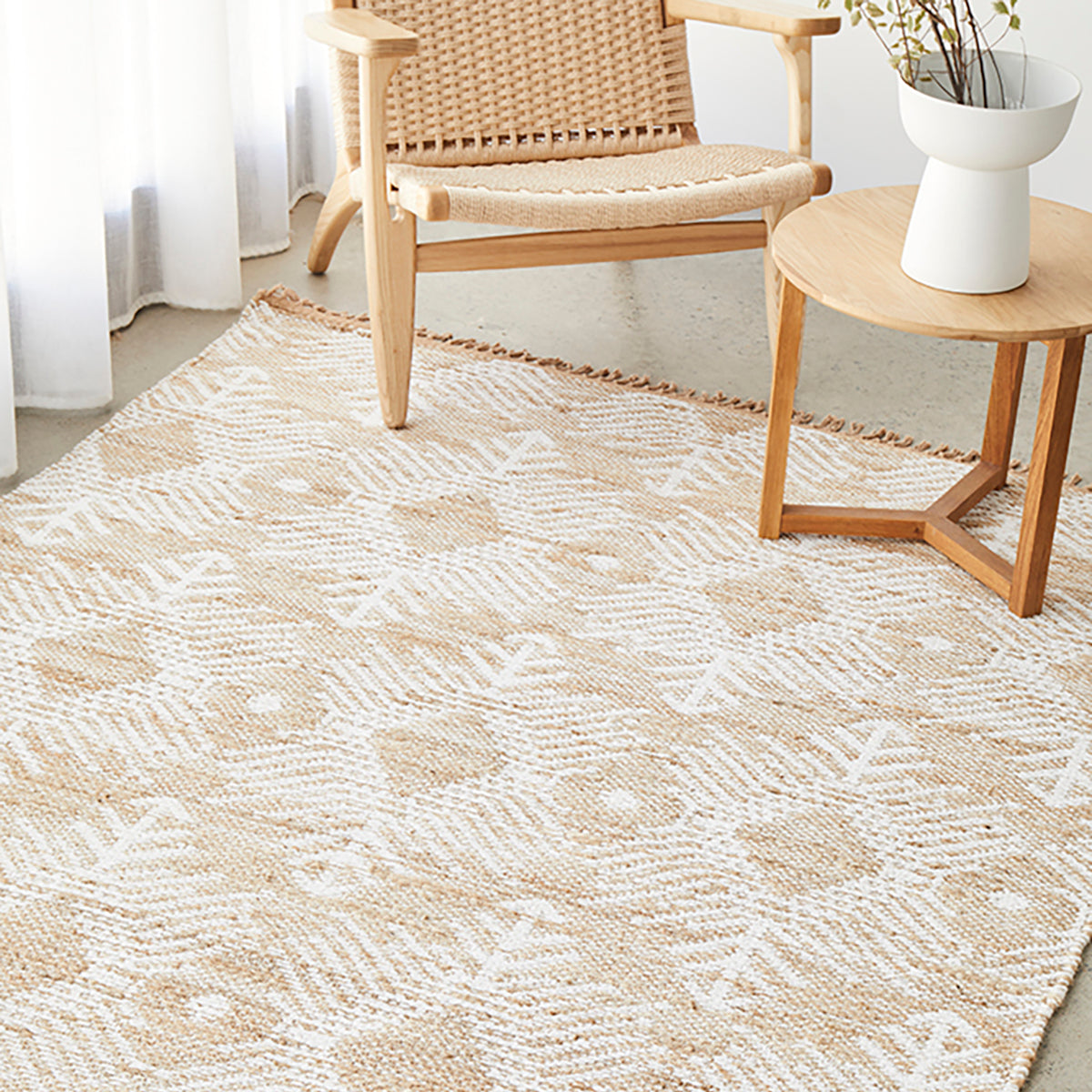 Bodhi Rosa Natural Fiber Rug - Handwoven Boho Chic Area Rug for Living Room, Bedroom & Nursery - Eco-Friendly Home Decor