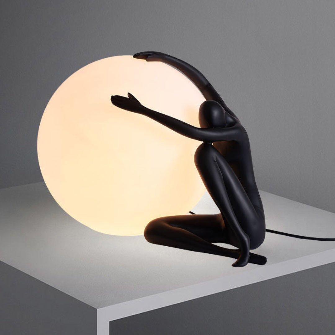 Humanoid Ball Holding Table Lamp - Modern LED Desk Light for Home Office, Bedroom & Study Room Decor - Perfect for Reading, Working & Relaxing
