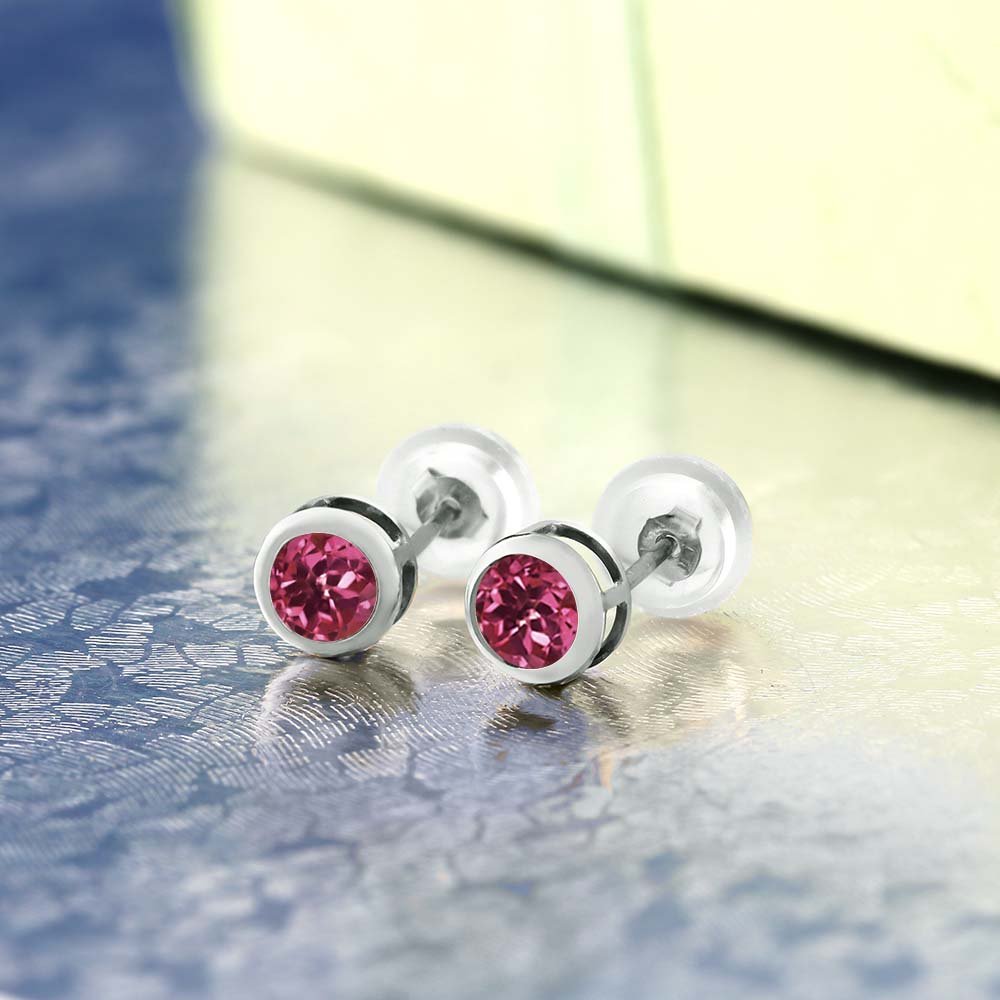 14K White Gold Round 4MM Birthstone Stud Earrings for Women & Men | Genuine Gemstone Jewelry Gift for Birthday, Anniversary & Special Occasions