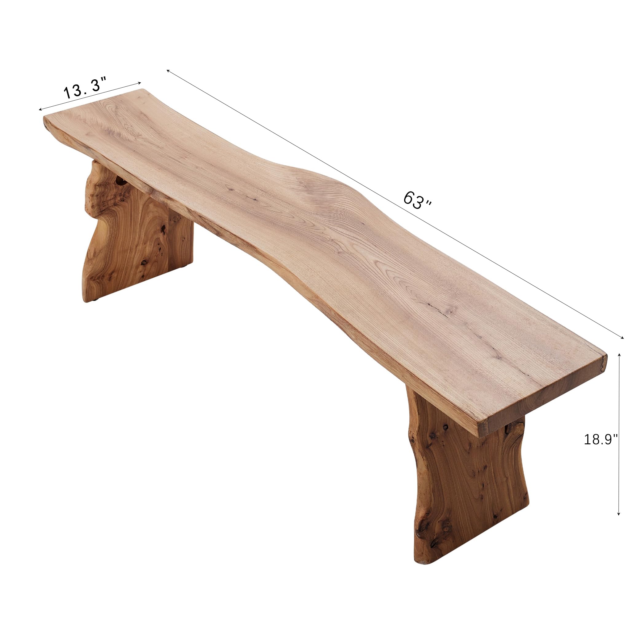 **Elm Wood Dining Bench - 63 Inch Long Accent Bench for Entryway, Living Room, Bedroom & Dining Room - Sturdy Footrest Stool for End of Bed or Seating**    *(Perfect for cozy seating, extra guest space, or as a stylish footrest in your home decor!)*