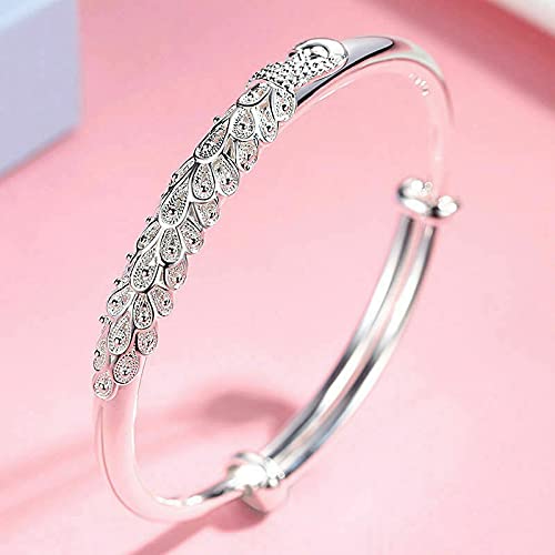 925 Sterling Silver Peacock Charm Bangle Bracelet for Women - Elegant Fashion Jewelry for Wedding, Party & Everyday Wear - Trendy & Affordable Gift Idea