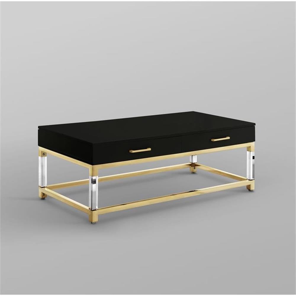 Black/Gold Posh Briar Metal Coffee Table with Acrylic Legs - Living Room Decor