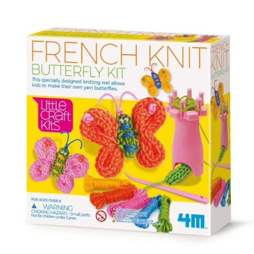 4M Little Craft French Knit Butterfly Kit - DIY Knitting Kit for Kids, Creative Arts & Crafts Activity - Perfect for Birthday Gifts, Classroom Projects & Rainy Day Fun