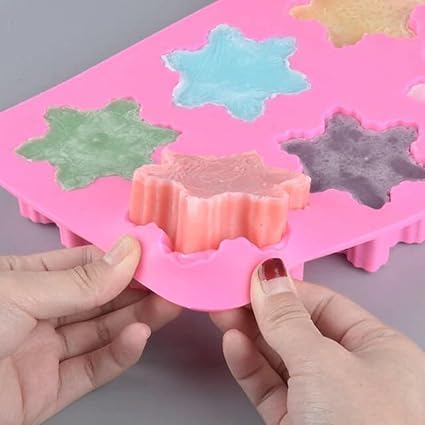 Skytail 6-Cavity Silicone Snowflake Mold - Premium Soap, Candle, Baking, Chocolate & Ice Cube Tray for DIY Crafts - Perfect for Holiday Decor, Homemade Desserts, and Gift Making