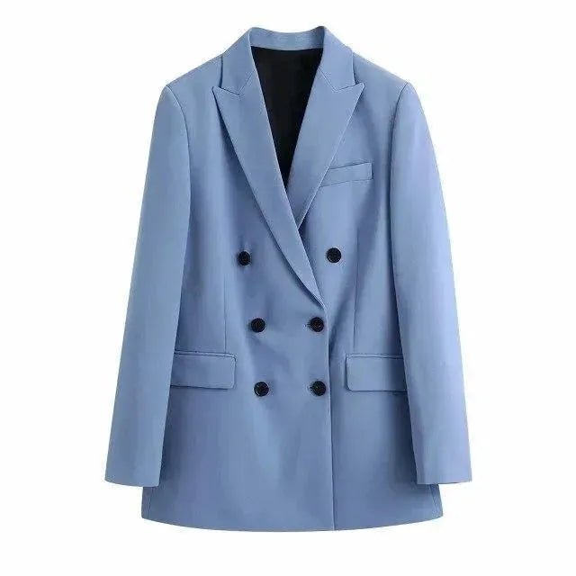 Stylish Women's Double Breasted Pantsuit Set - Professional Blazer & Trousers for Office, Business Meetings & Formal Events