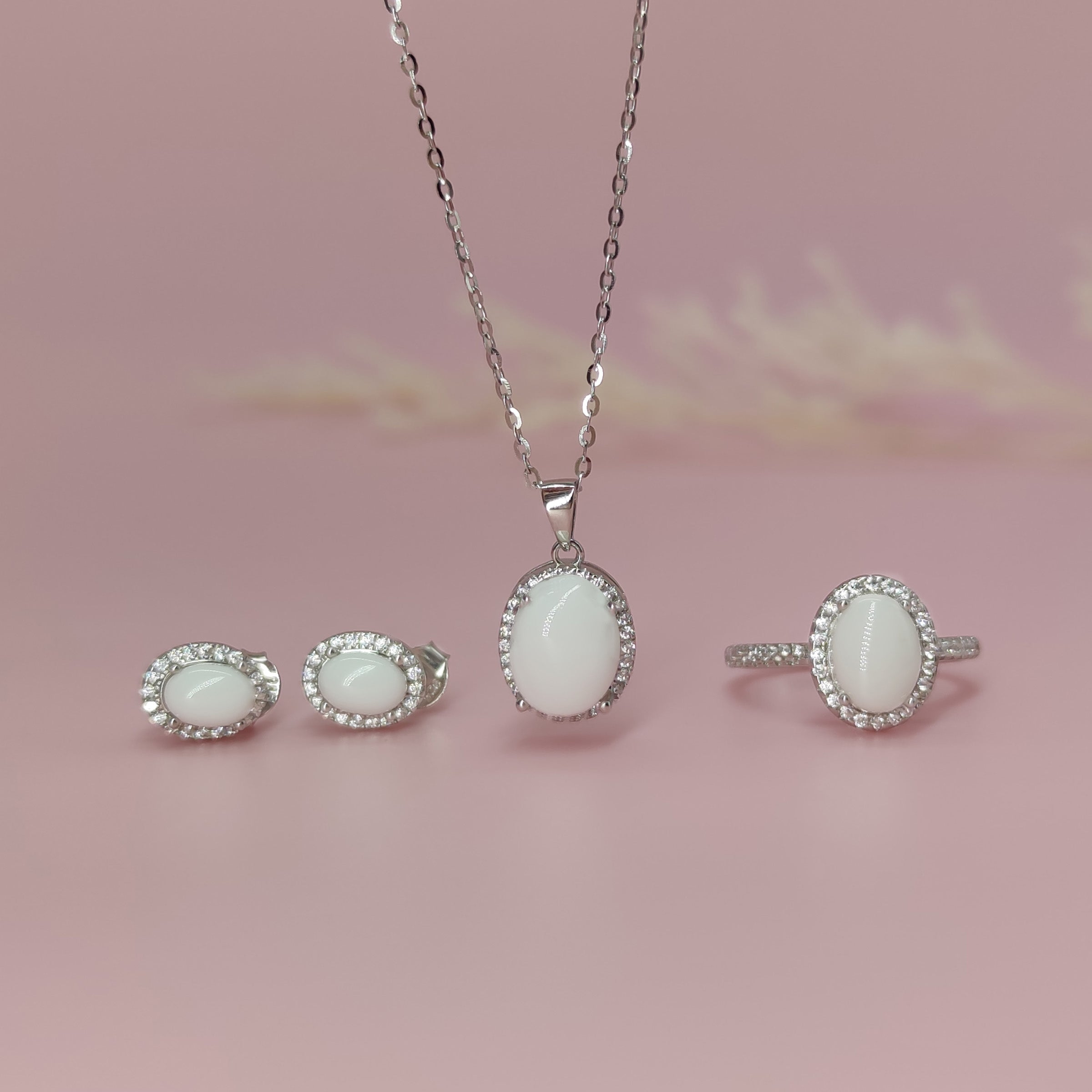 Sterling Silver Halo Oval Breastmilk Keepsake Jewelry Set - DIY Ring, Necklace & Earrings Kit for New Moms - Perfect for Mother's Day Gifts and Baby Memory Preservation