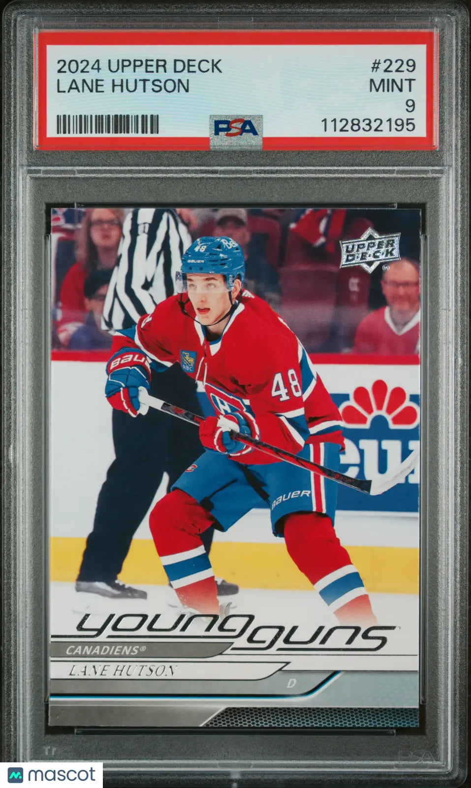 2024-25 Upper Deck Series 1 Hockey Lane Hutson Young Guns Rookie Card PSA 9 Mint - Collectible Sports Memorabilia for NHL Fans & Card Collectors