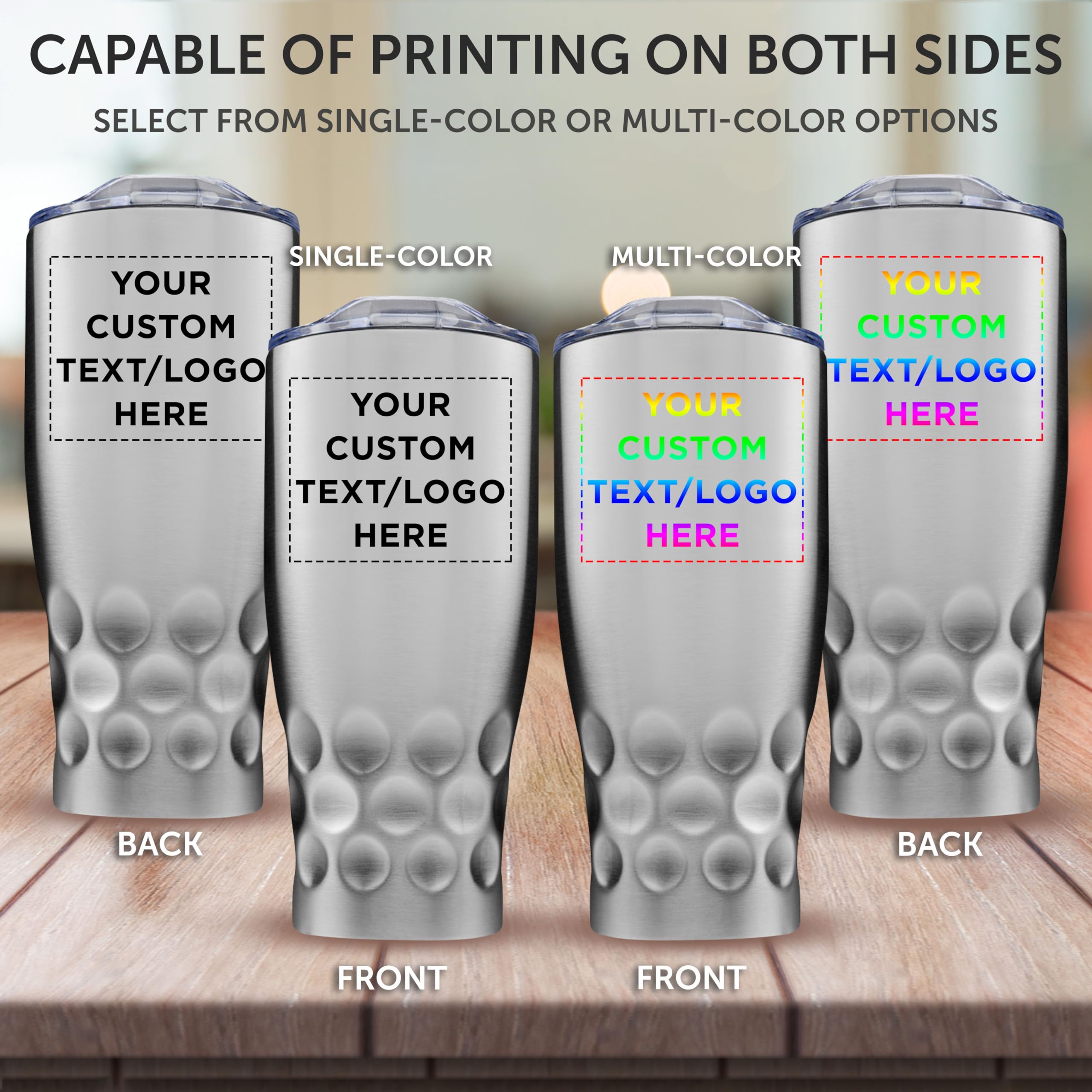 Custom Stainless Steel Tumblers 27 oz (Set of 10) - Double Wall Insulated Personalized Bulk Pack - Keeps Hot & Cold Beverages Perfect Temperature - Ideal for Coffee, Iced Tea, Smoothies, Office, Camping & Outdoor Activities - Silver
