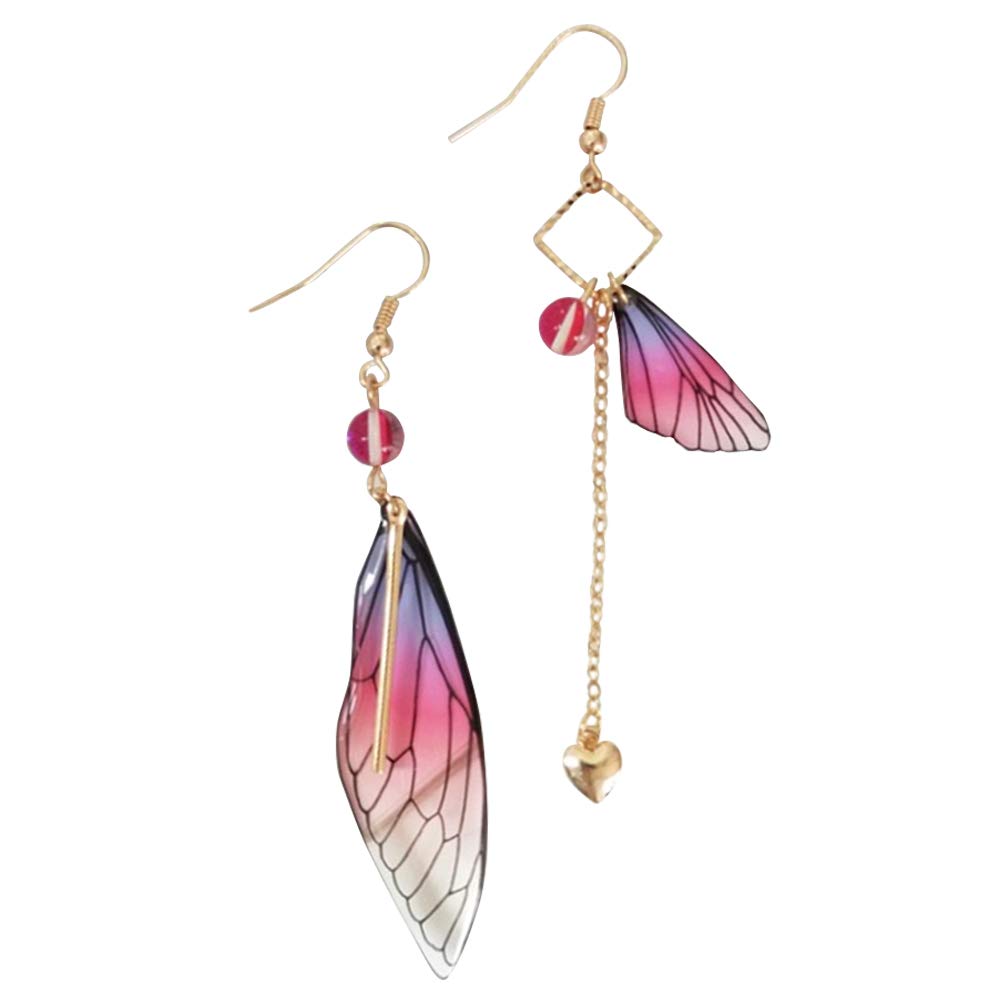 Unique Asymmetrical Monarch Butterfly Wing Drop Earrings - Crystal Dragonfly Dangle Jewelry for Women & Teens | Boho Fashion Accessories for Parties, Weddings & Everyday Wear