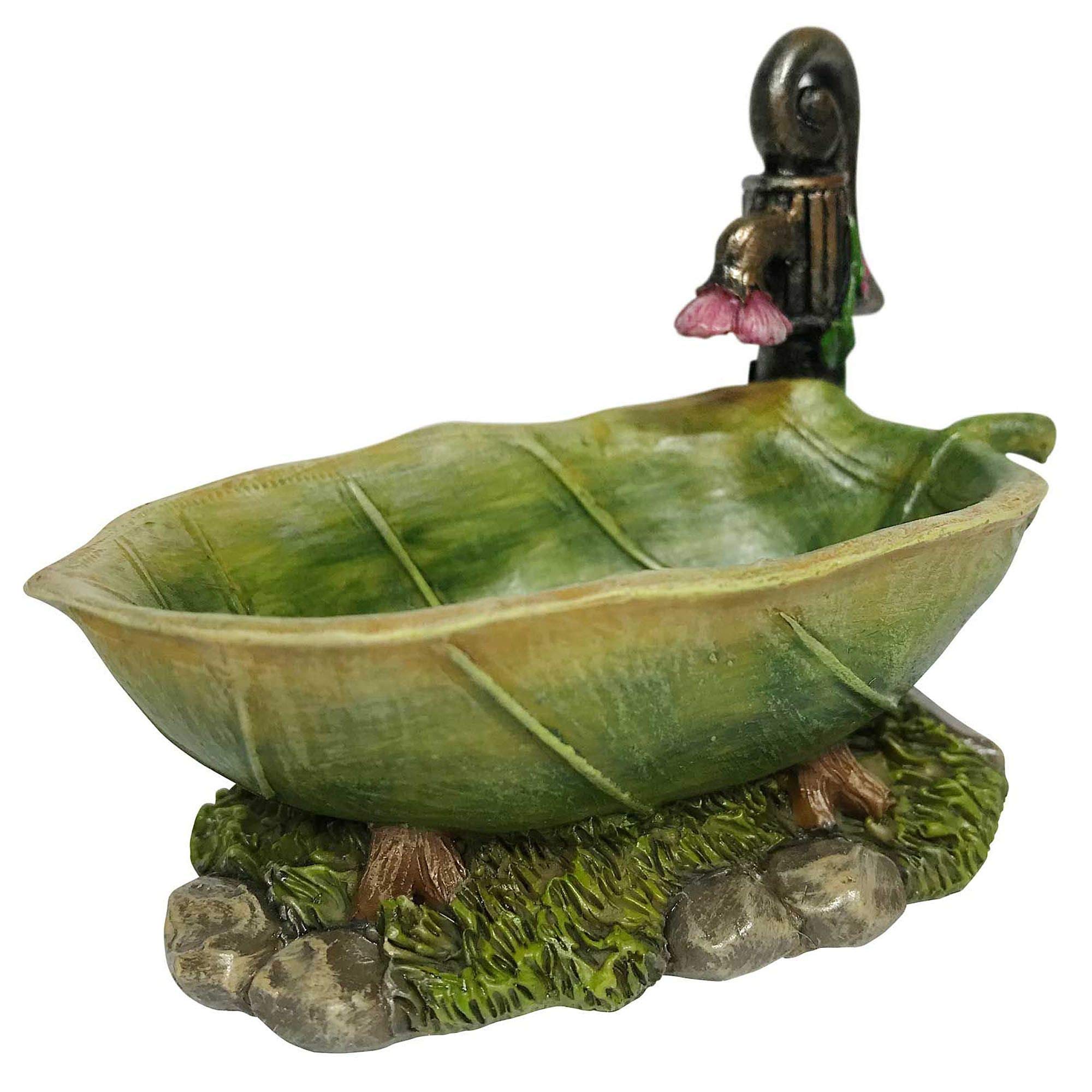 Miniature Garden Leaf Bathtub - Tiny Fairy Garden Decor for Miniature Scenes, DIY Terrariums & Fairy House Accessories | Perfect for Fairy Gardens, Terrarium Displays & Miniature Landscapes